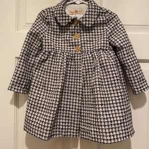 Black and White Pea Coat with Classic Houndstooth Pattern